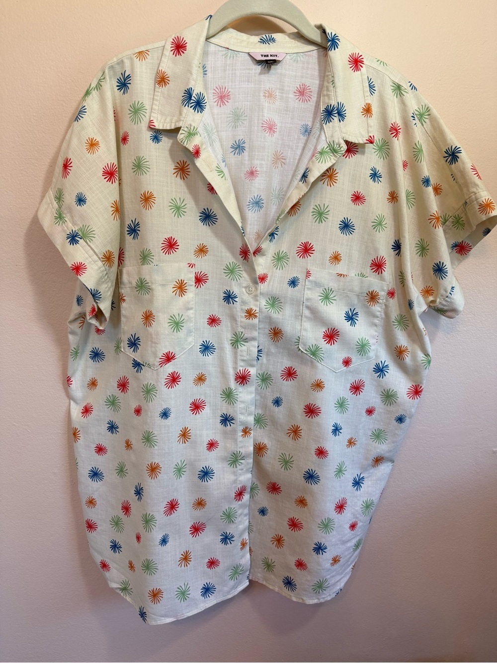 The Kit, Women’s Casual Short-Sleeve Button-Up Shirt - Multicolor Starburst